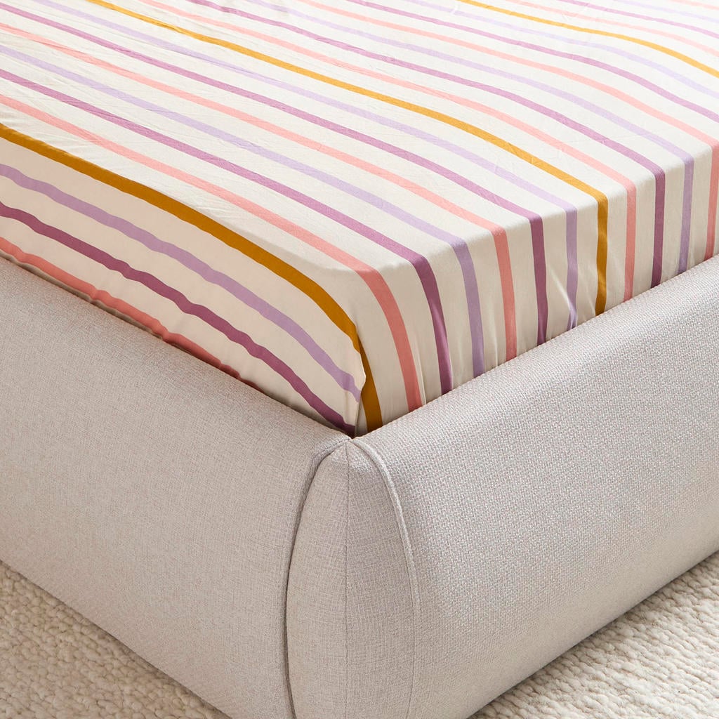 NOUS Living katoenen gestreepte hoeslaken (tot 25 cm) - meerkleurig