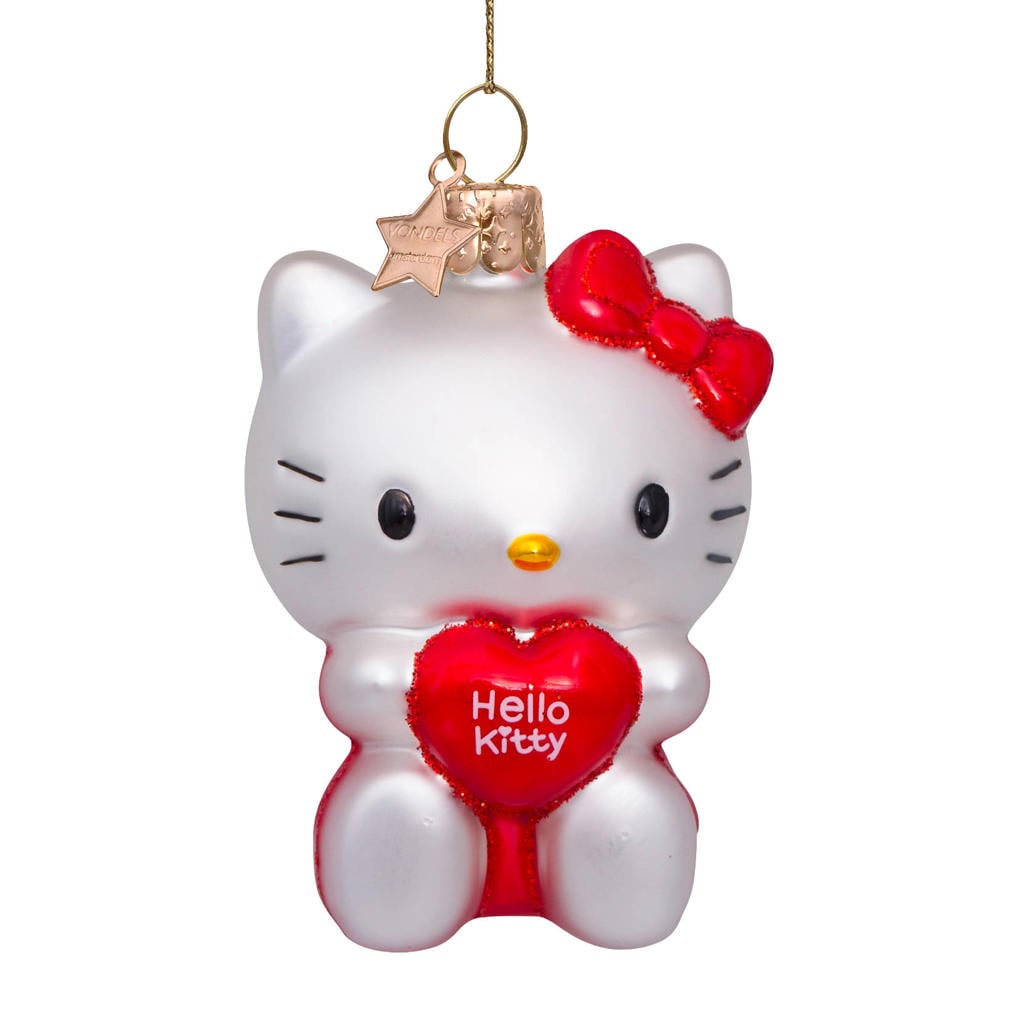 Vondels kerstornament Hello Kitty met hart