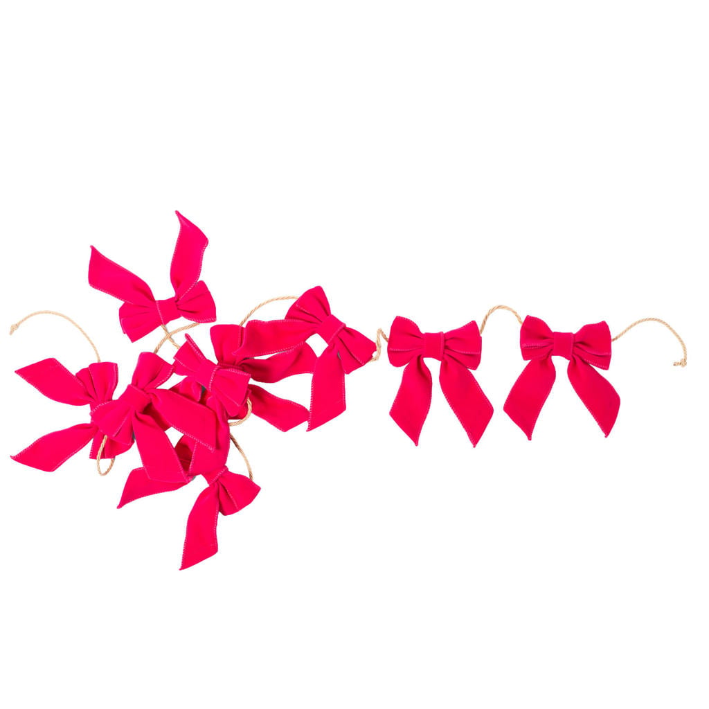 Vondels guirlande met velvet roze strikken (180cm)