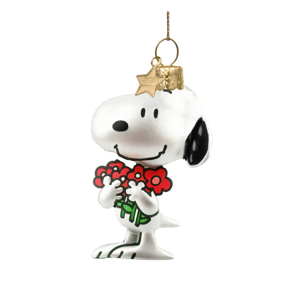 Vondels kerstornament Snoopy met bloemen