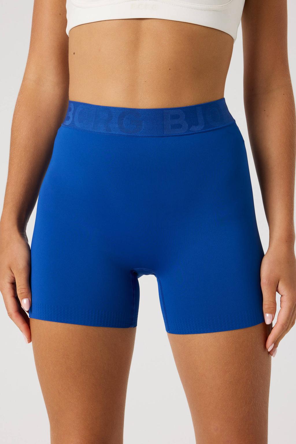 Blauwe dames Björn Borg sportshort van polyester met slim fit, regular waist en logo dessin
