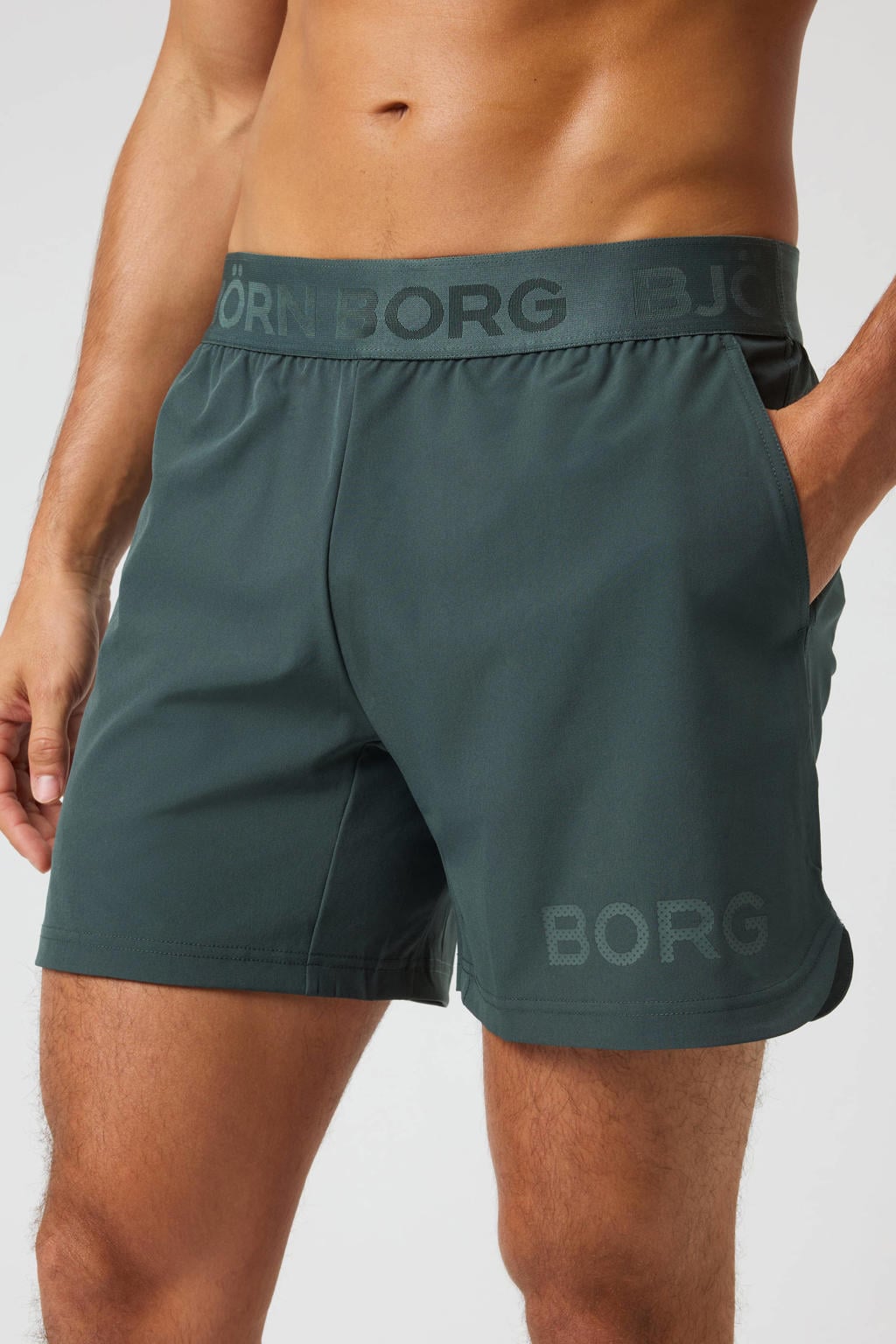 Groene heren Björn Borg sportshort van polyester met regular fit, regular waist, elastische tailleband met koord en effen