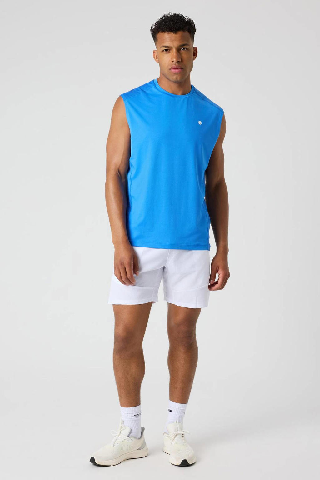 Blauwe heren Björn Borg sportsinglet Ace van polyester met effen en ronde hals