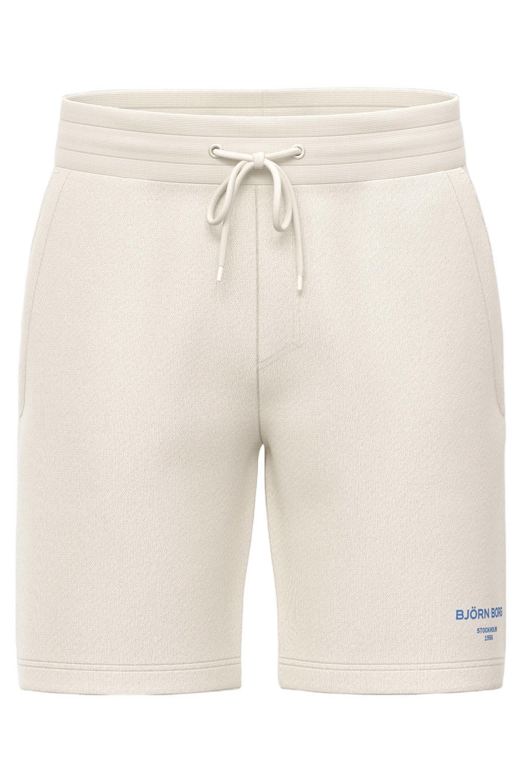 Ecru heren Björn Borg sweatshort van katoen met regular fit, elastische tailleband met koord en effen