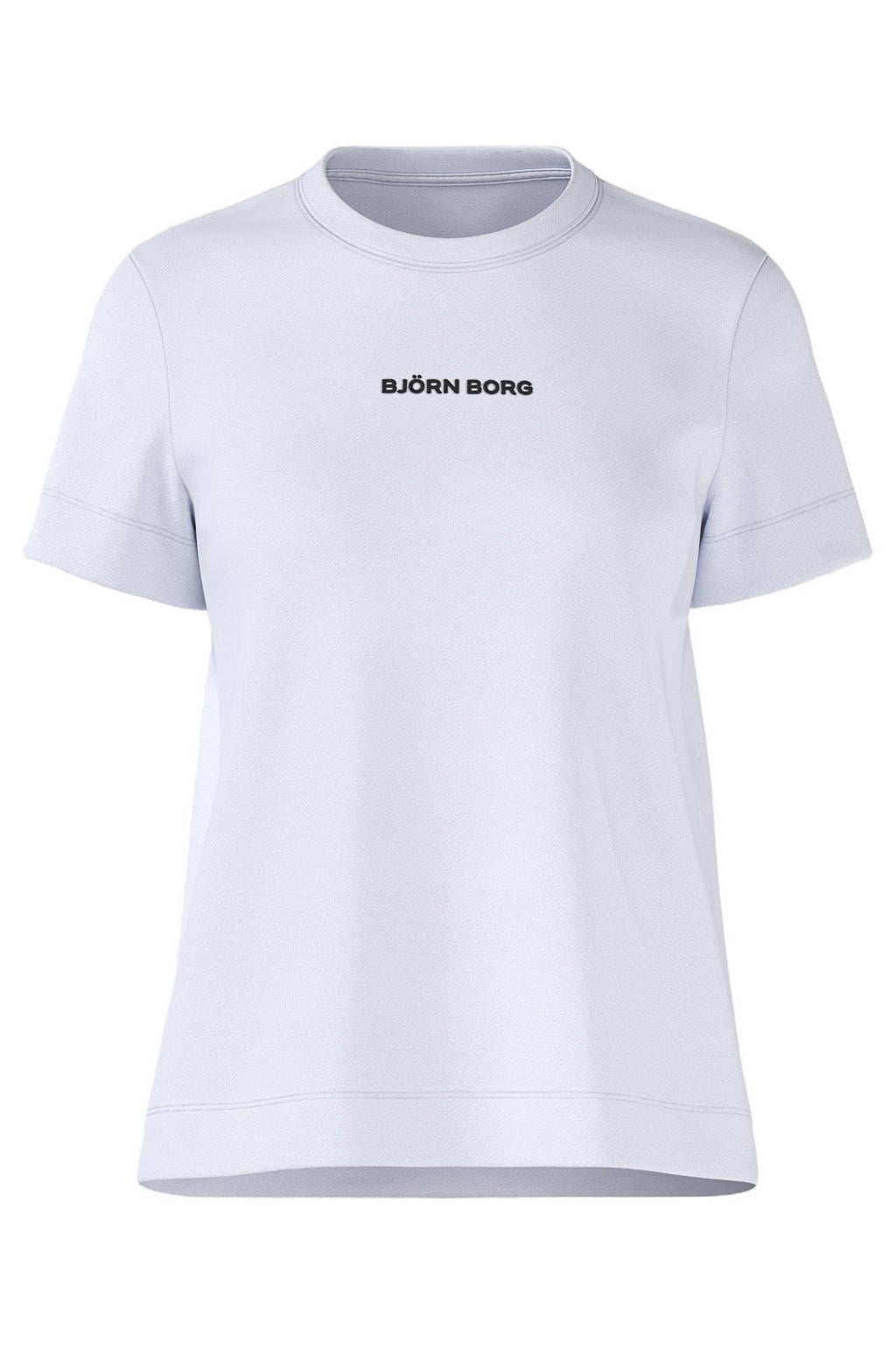 Witte dames Björn Borg T-shirt van katoen met logo dessin, korte mouwen en ronde hals