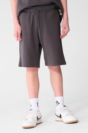 regular waist casual short antraciet met textuur