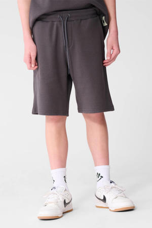 regular waist casual short antraciet met textuur