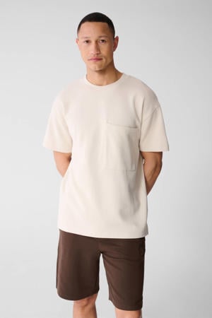 relaxed T-shirt met backprint beige