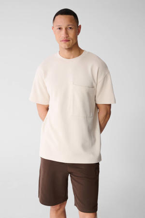 relaxed T-shirt met backprint beige