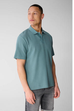 regular fit polo met wafel - blauw