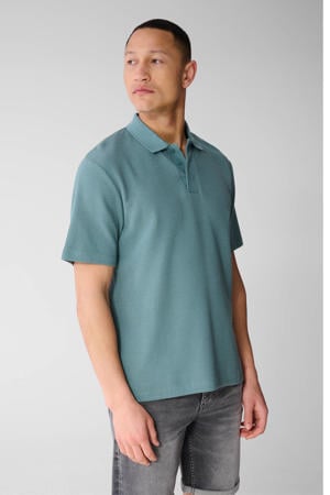 regular fit polo met wafel - blauw