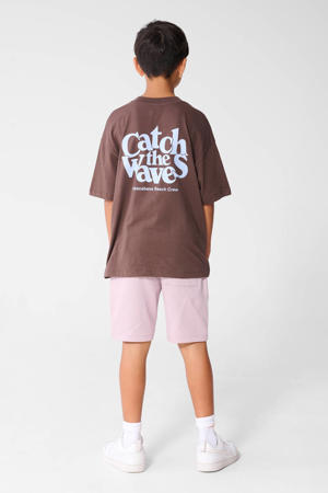 T-shirt met backprint bruin