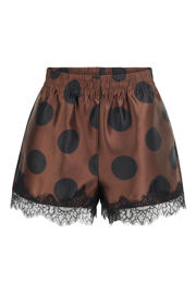 thumbnail: Shoeby Studio wide leg regular waist casual short met stippen bruin