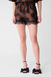 thumbnail: Shoeby Studio wide leg regular waist casual short met stippen bruin