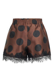 thumbnail: Shoeby Studio wide leg regular waist casual short met stippen bruin