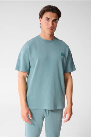 regular fit T-shirt met logo - donkergroen