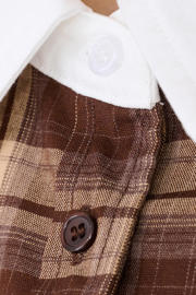 thumbnail: Shoeby Studio oversized geruite blouse bruin