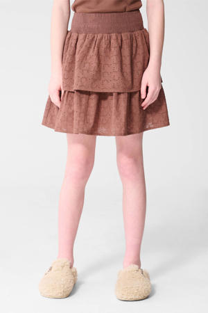 midi rok broderie bruin