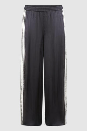high wide leg broek met print - zwart