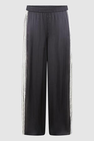 high wide leg broek met print - zwart