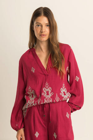 geborduurde blouse roze