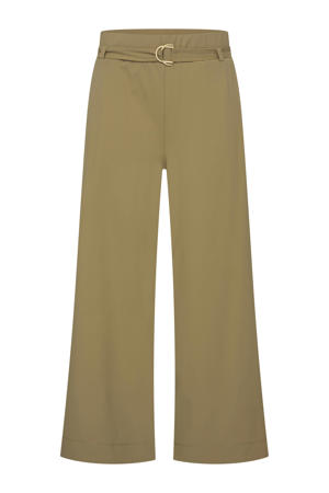 wide leg broek travelstof kakigroen