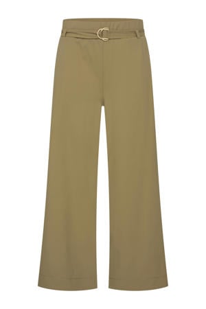 wide leg broek travelstof kakigroen