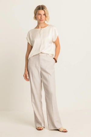 high waist flared broek ecru