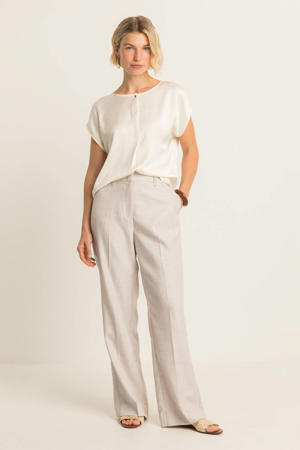 high waist flared broek ecru