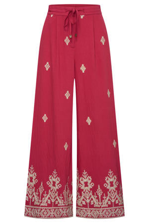 wide leg high waist broek rood