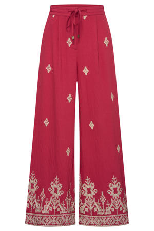 wide leg high waist broek rood