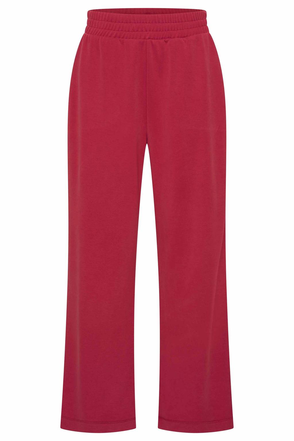 Rode dames Expresso wide leg high waist broek gebreid van viscose met effen