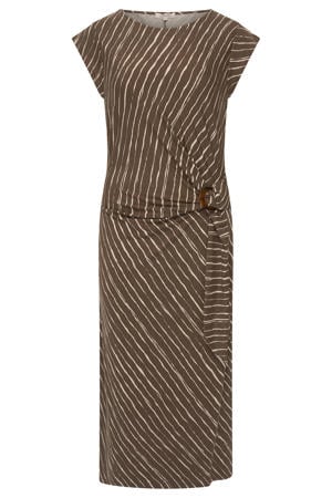 midi jurk jersey bruin