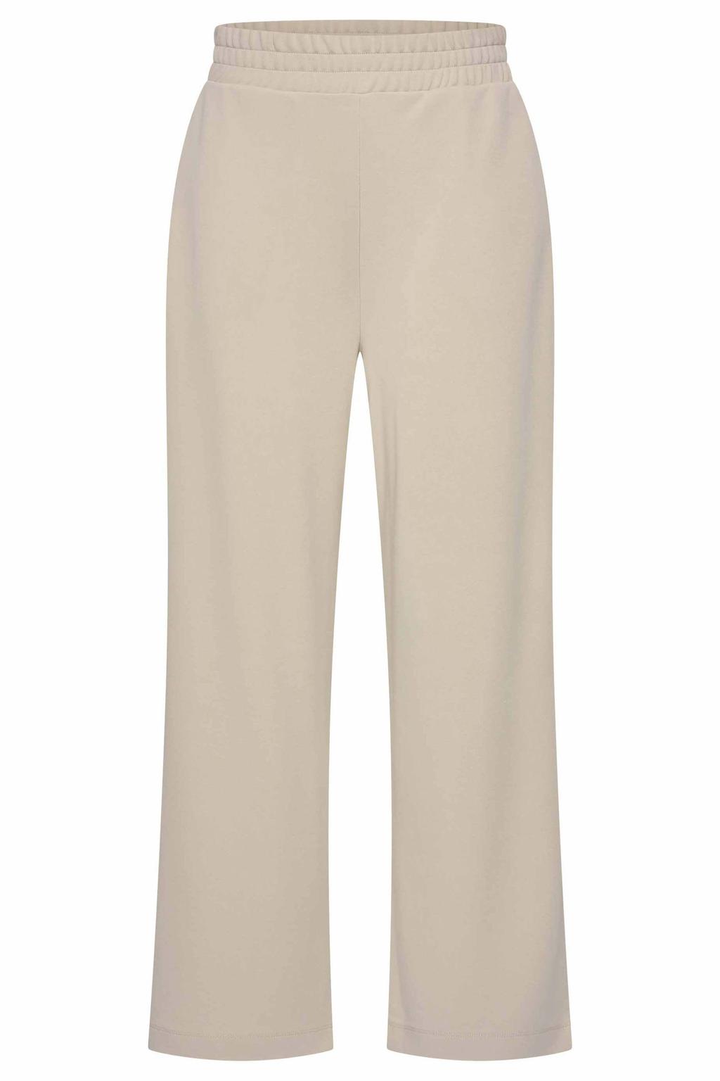 Ecru dames Expresso wide leg high waist broek gebreid van viscose met effen