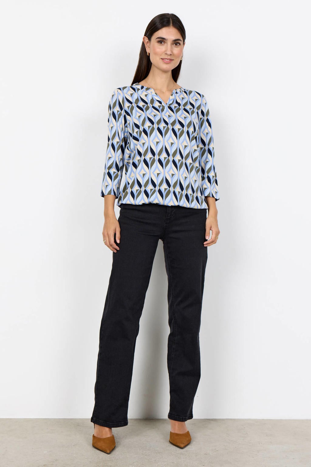 Soyaconcept top met print - lichtblauw