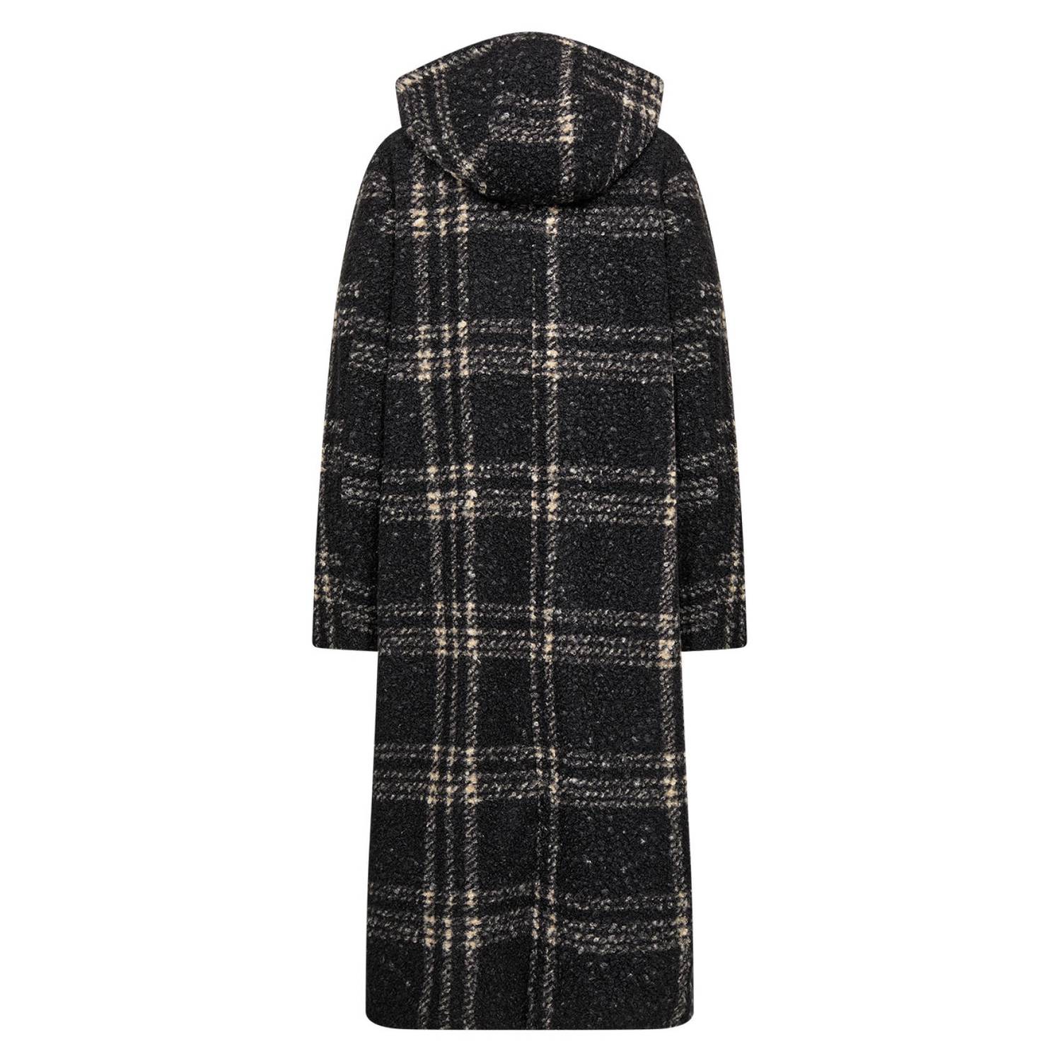 Wasabiconcept Plus Size geruite manteljas zwart