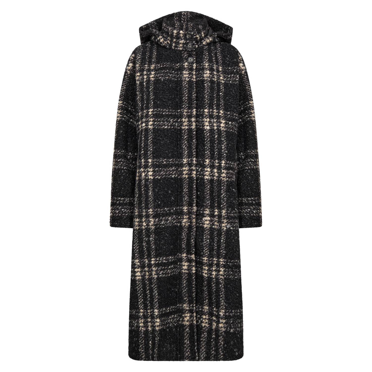 Wasabiconcept Plus Size geruite manteljas zwart