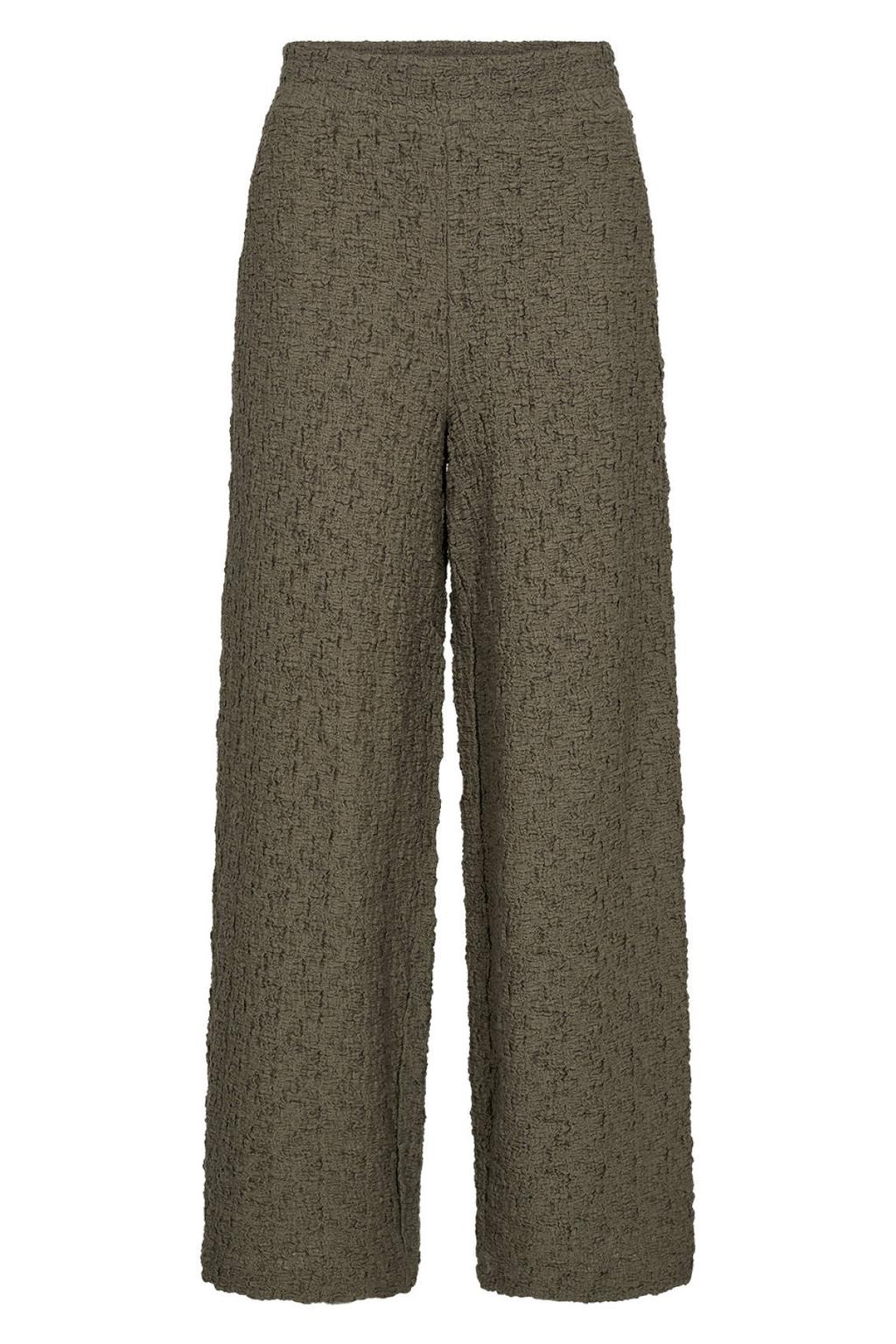 Olijfgroene dames Wasabiconcept straight leg broek Plus Size van katoen met effen