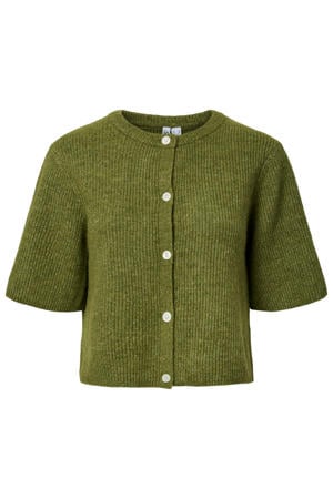 vest met wol gebreid - olijfgroen