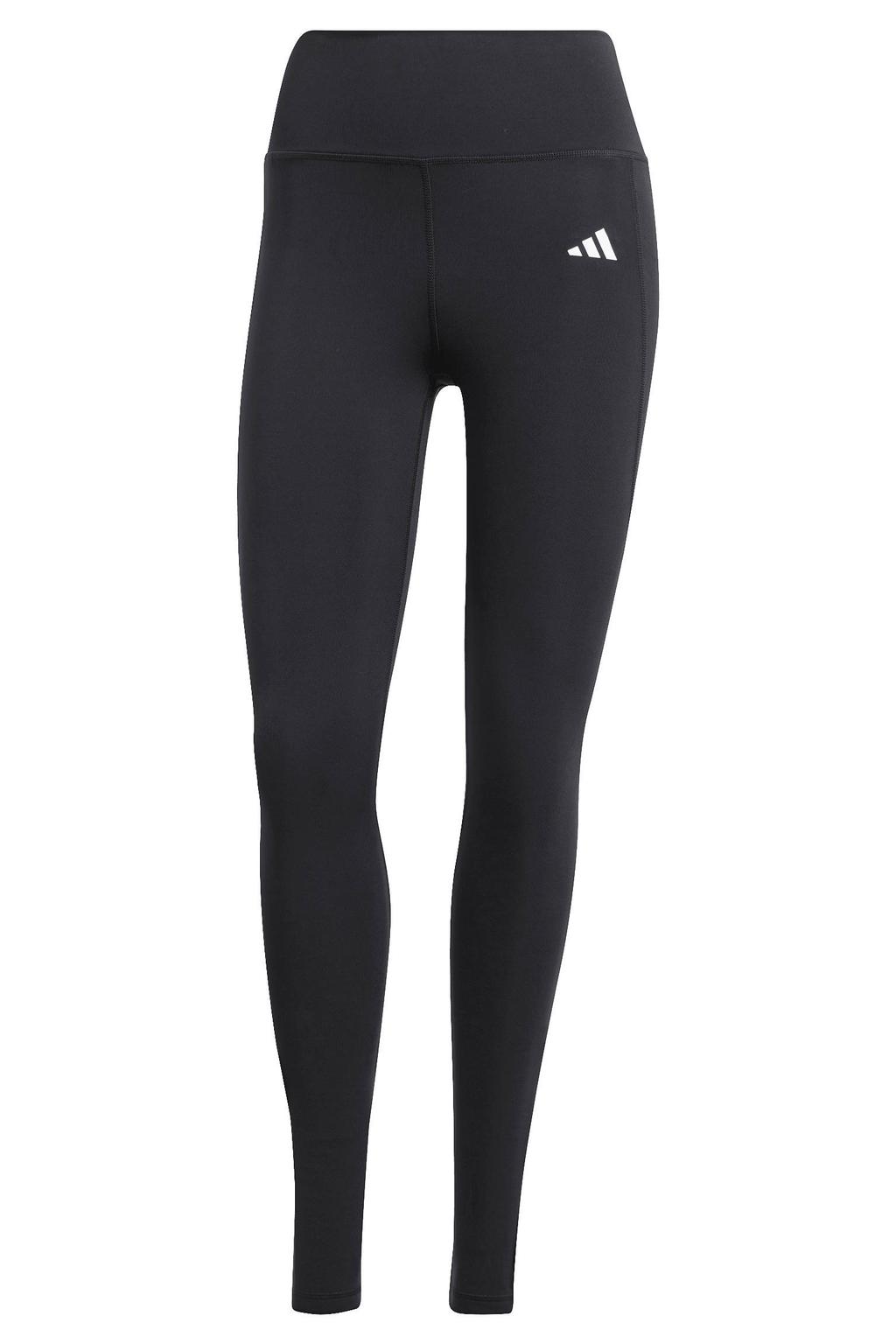 Zwarte dames adidas Performance sportlegging Optimé van polyester met high waist, elastische tailleband en effen