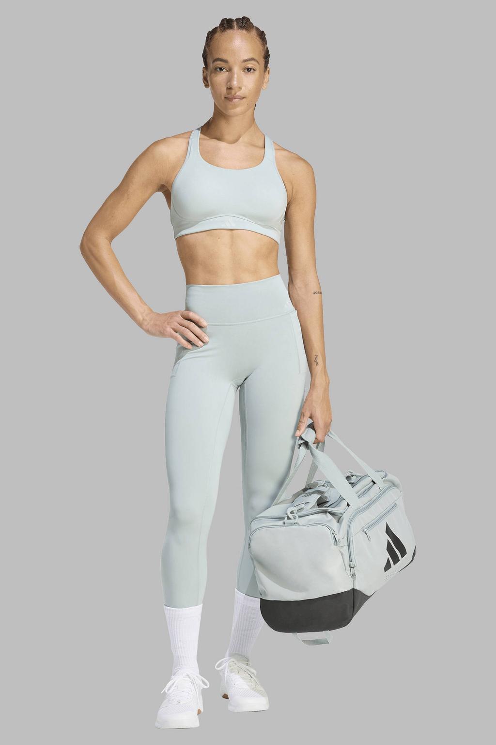 Mintgroene dames adidas Performance sportlegging Optimé van polyester met slim fit en regular waist