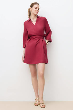 linnen cocktailjurk fuchsia