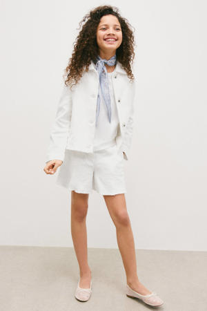 casual short met textuur wit