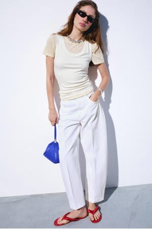 high waist barrel jeans wit