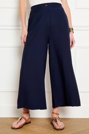 wide leg high waist broek donkerblauw