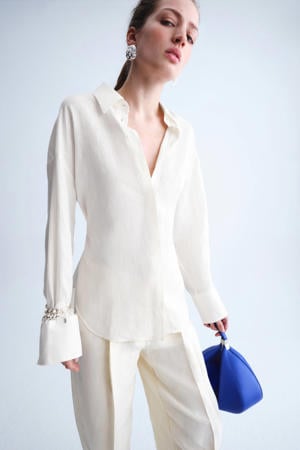 blouse met linnen ecru