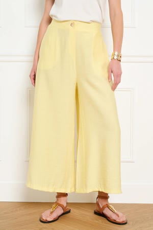 wide leg high waist broek geel