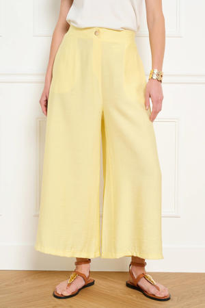 wide leg high waist broek geel