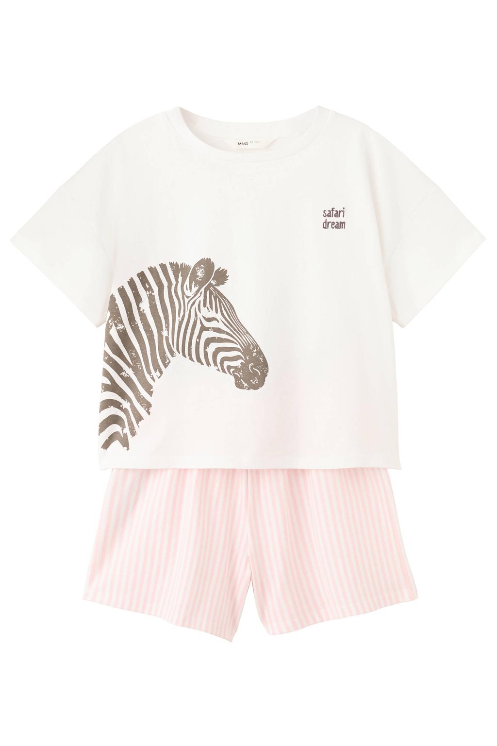 Mango Kids shortama wit/roze