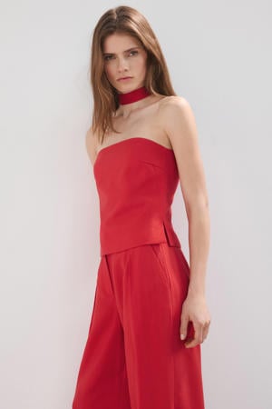 strapless top rood